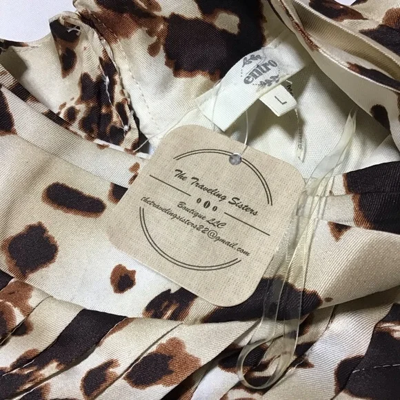 Entro Cow Print Ruffled Long Sleeve Mini Dress - Picture 7 of 15